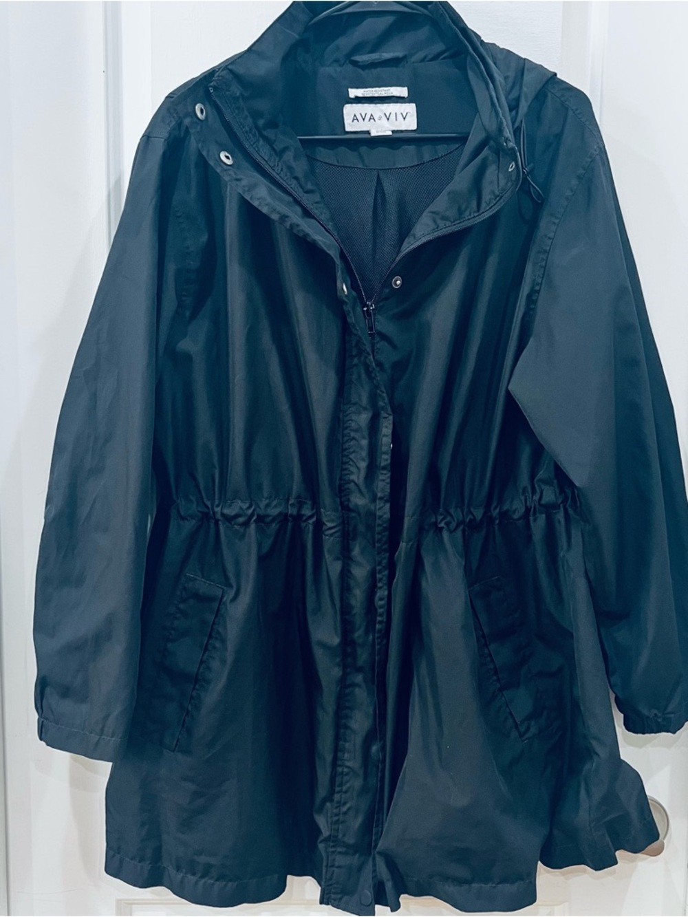 AVA & VIV Women's Black Hooded Anorak Raincoat Jacket Utility Plus Sz X Capsule